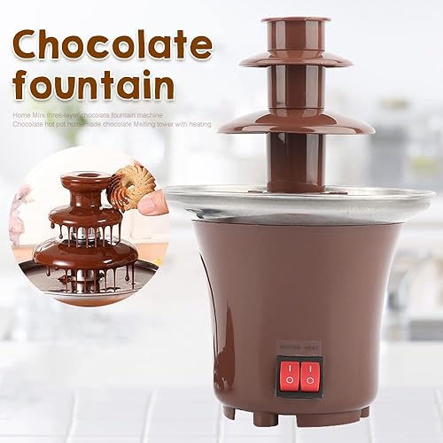Miniatura 4 de Decdeal Fuente de fondue de chocolate, fuente de chocolate doméstica de tres capas, fondue de fusión de chocolate, máquina de chocolate, US 110V