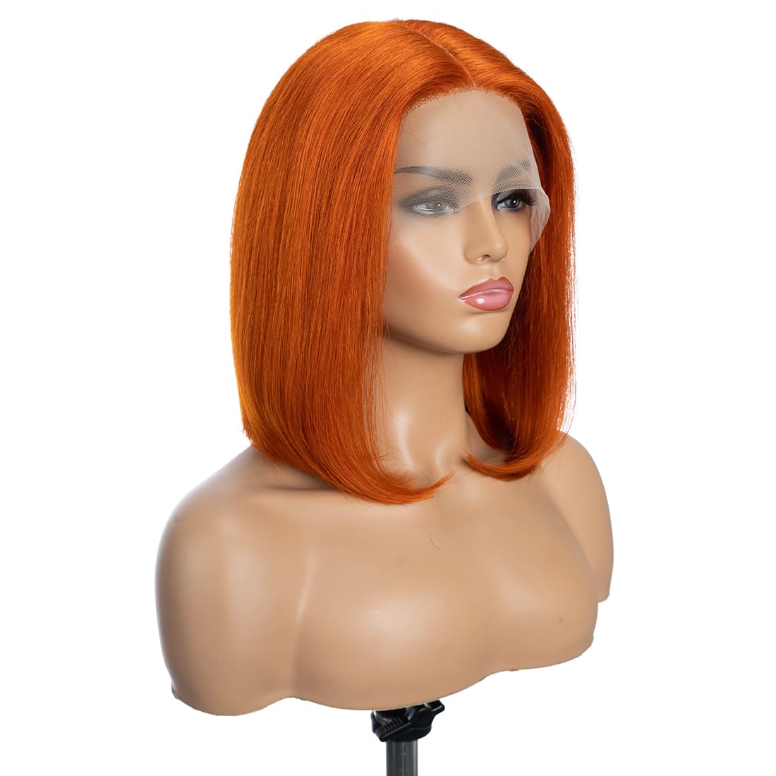 Human Hair Wigs hd Lace Front Wigs 13x4x1 T Part Wigs Short Bob 12inch Human Hair Gluless Wigs 150% Brazilian Virgin Human Hair Bob Wigs Straight Hair ORANGE Color for black women - Image 3