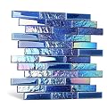 Blujellyfish Blue Glass Porcelain Tile Box of 5 Square Feet Iridescent Starry Sky Backsplash Tile for Swimming Pool Kitchen Bathroom TSTNB18 (5 Square Feet)