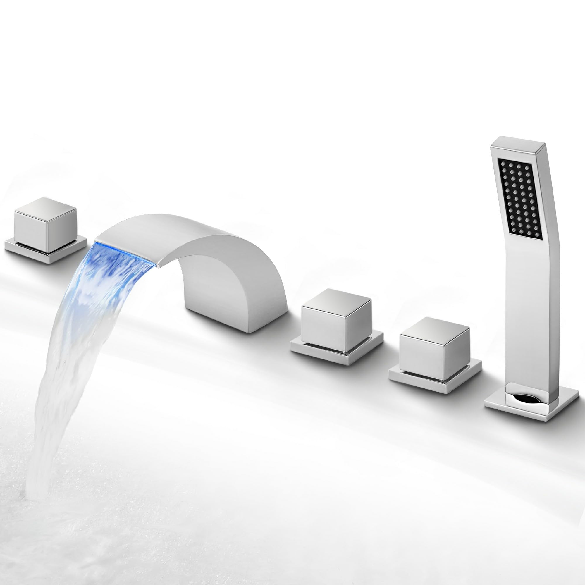 Snapklik.com : SKOWLL Waterfall Bathtub Faucet Deck Mount Tub Filler