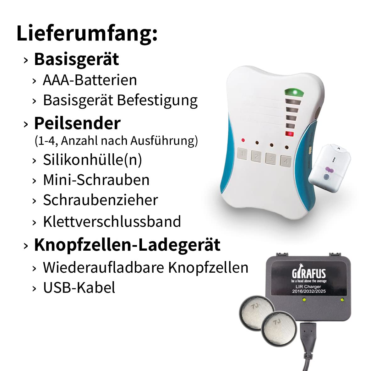 Katze Hund pro-Track-Tor Tracker Peilsender Ortung und Sucher//Mini RF-Tracker (8g mit Batterie) ideal für Katzen Haustiere Hunde//Ortung in Räumen möglich - 2 Sender (für 2 Haustiere)