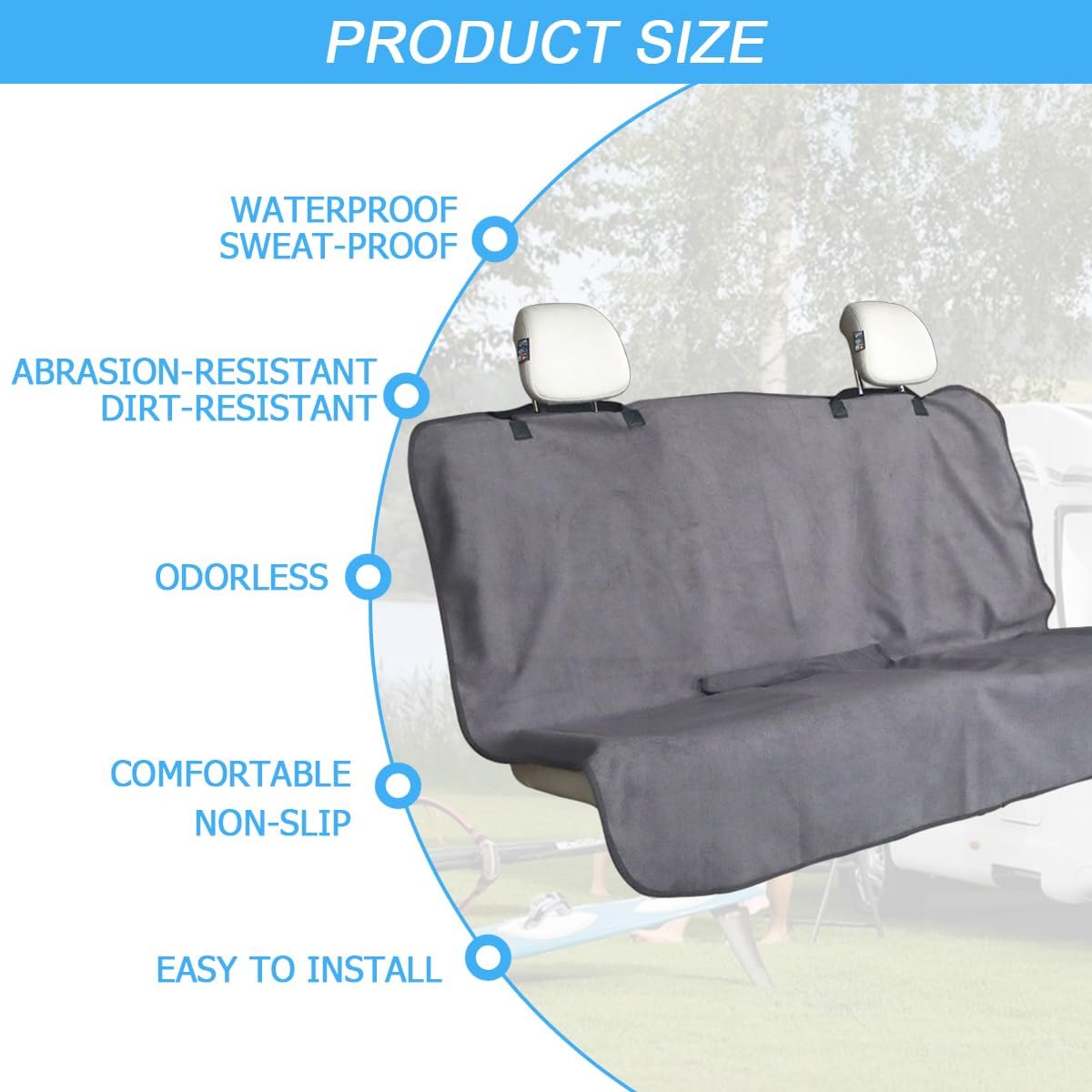 Osilly Car Towel Back Seat Cover, Waterproof Non-Slip Washable Vehicle Rear Bench Protectors, Sweatproof Automotive Interior Backseat Protection, Universal for SUV Sedan Truck (Grey)