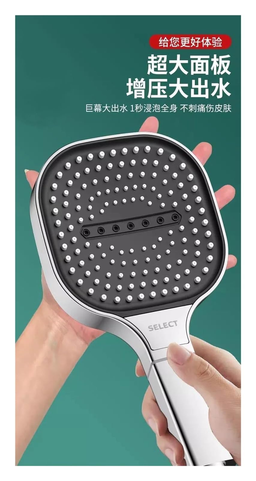 Soffione doccia con pannello grande da 13 cm, 3 modalità, soffione doccia ad alta pressione con idromassaggio e elemento filtrante(Black Shower)