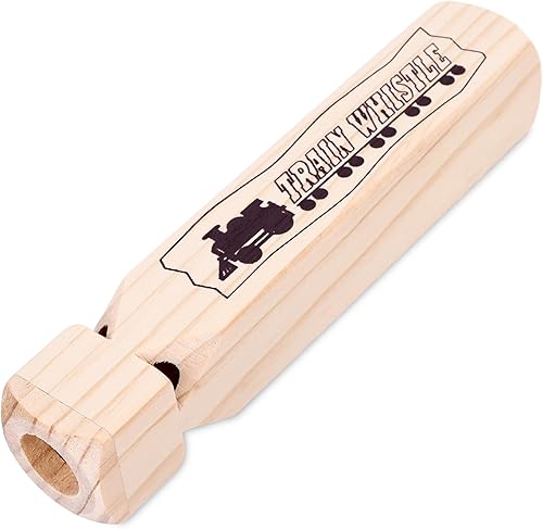 LovesTown Silbato de tren de madera para niños, silbato de tren de 4 tonos de 7.3 pulgadas, silbato de madera natural para niños, fiesta de