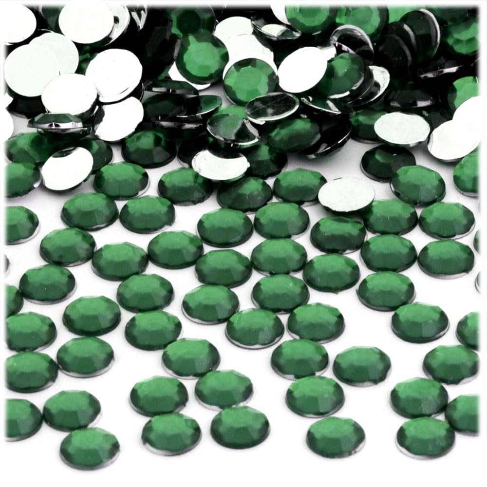 The Crafts Outlet 144pc Rhinestones Round 8mm - Flatback Emerald Green EGR