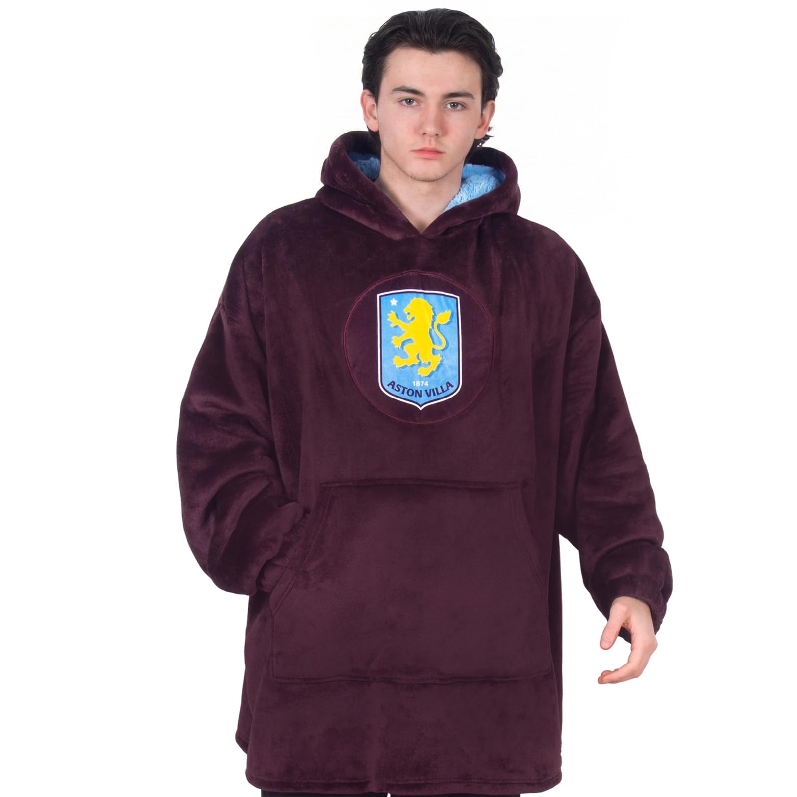 Aston Villa Adults Oversized Hoodie Blanket - Official Football Gift, Claret, Size S-L