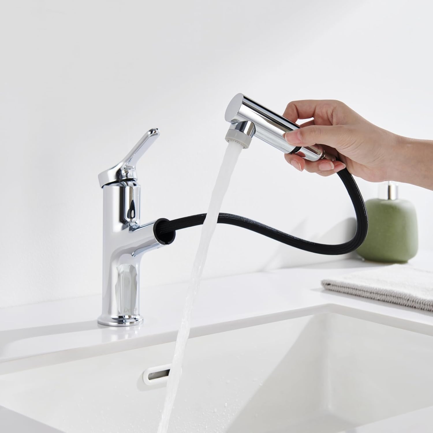 Wasserhahn Bad Mit Ausziehbar Brause - 3 Strahlarten Hochdruck Armatur