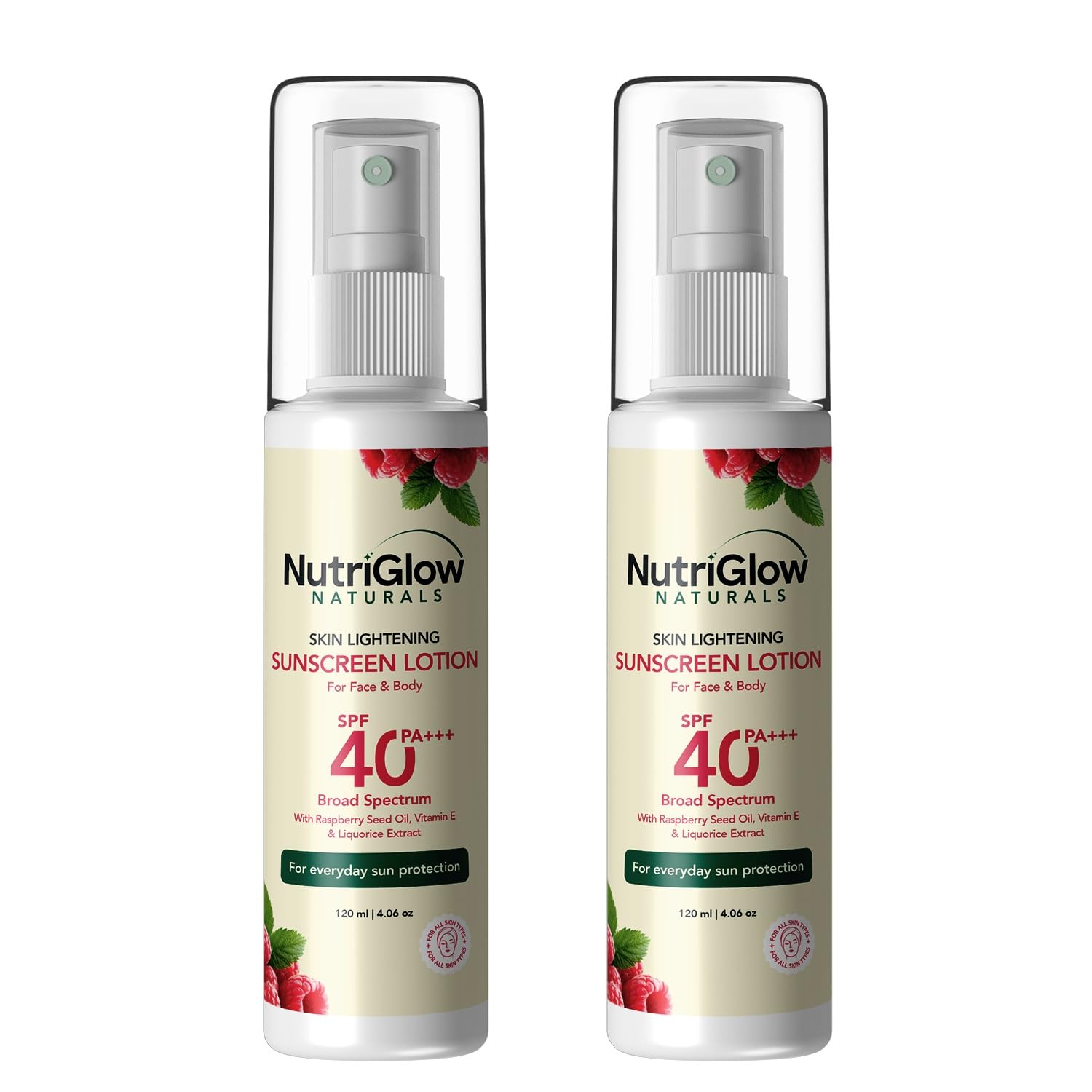 NutriGlow Sunscreen Lotion SPF 40 & PA+++, Non-Greasy, with Broad Spectrum, UVA & UVB Blue Light Protection, for Men & Women All Skin Types, 120ml (Pack of 2)-image-31