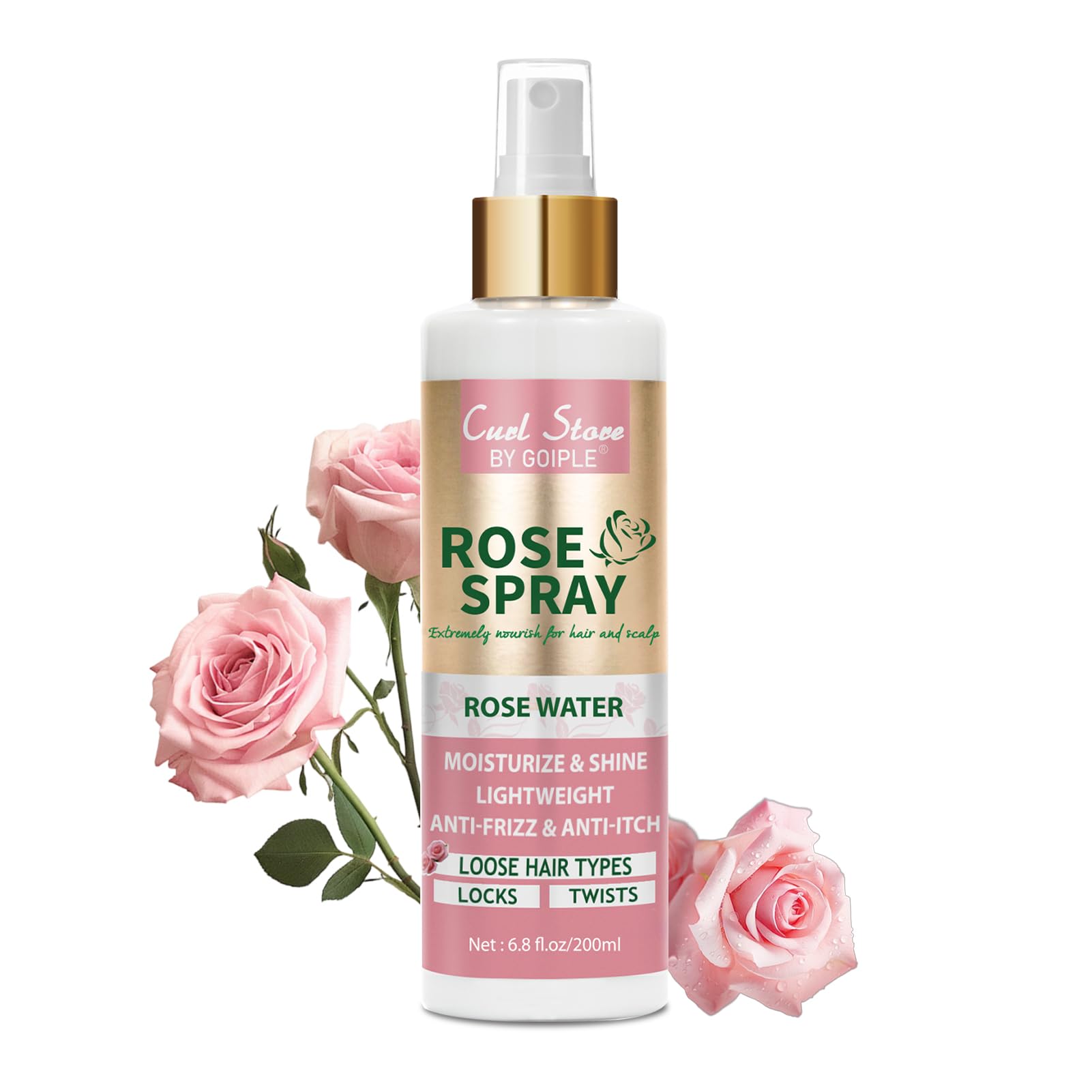 Lockmio 6.8Fl.oz Rose Water Hair Spray for Scalp Moisturizing, Natural Loc Gel for Retwist, Rosewater for Hair Refreshing