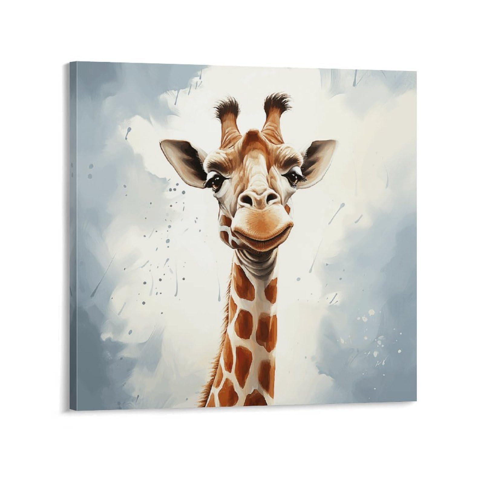 Clever Giraffe Canvas Wall Art for Bedroom 24x24inch(60x60cm) Canvas Prints Artwork for Walls Modern Picture Artwork Painting for Living Room Aesthetic Wall Paintings for Bathroom Kitchen Office Decor