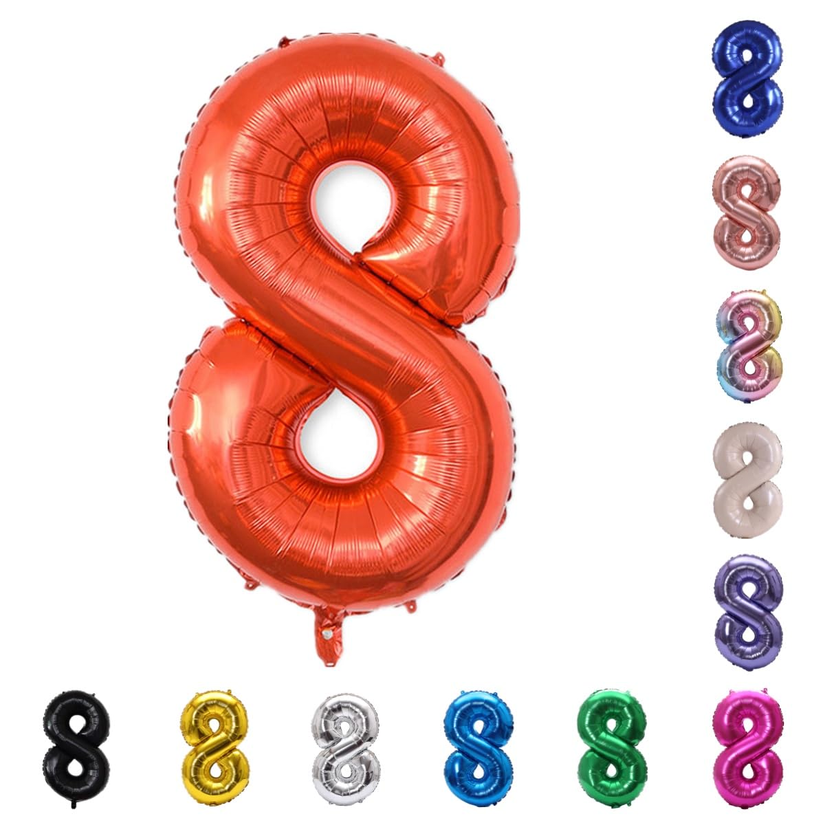 YPSelected 32 Inch Large Foil Helium Number Balloon Birthday Wedding Party 0-9 (Red, 8)