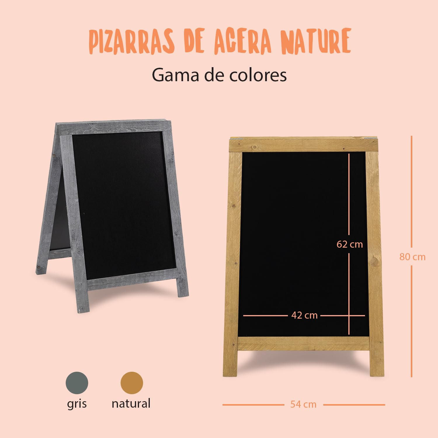 SECURIT - Pizarra con Caballete Doble Cara de Madera de Haya "Natural" | Pizarra para Rotulador de Tiza Líquida - Restaurante, Bar, Cafetería, Tienda - 54,5 x 80 cm - Color Natural