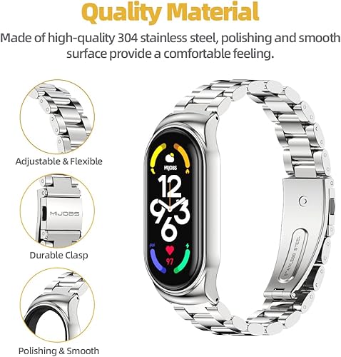 Miniatura 10 de Correa de repuesto de metal compatible con Xiaomi Mi Band 7, correa de reloj de pulsera para accesorios de reloj inteligente Miband 7