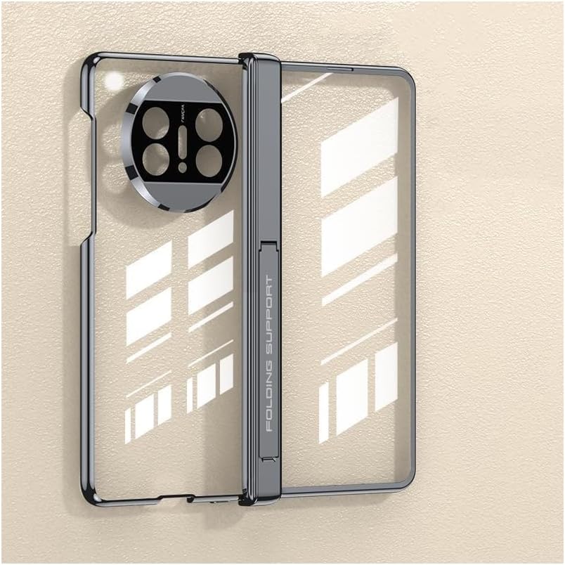 MuzzHuawei Mate X3 Case/Huawei Mate X5 Case Hinge Protection Transparent Plating PC Crystal Cover Built-in Screen Protector All-Inclusive Case with Stand Cover For Mate X3 Case/Mate X5 (Black)