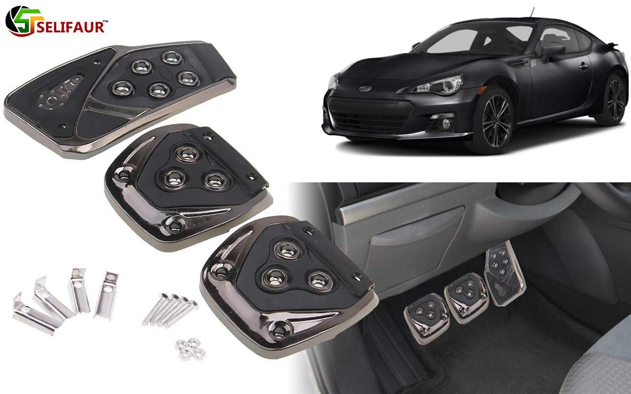 Selifaur - 3 Pcs Black Non-Slip Manual Car Pedals kit Pad Covers Set for subaru BRZ