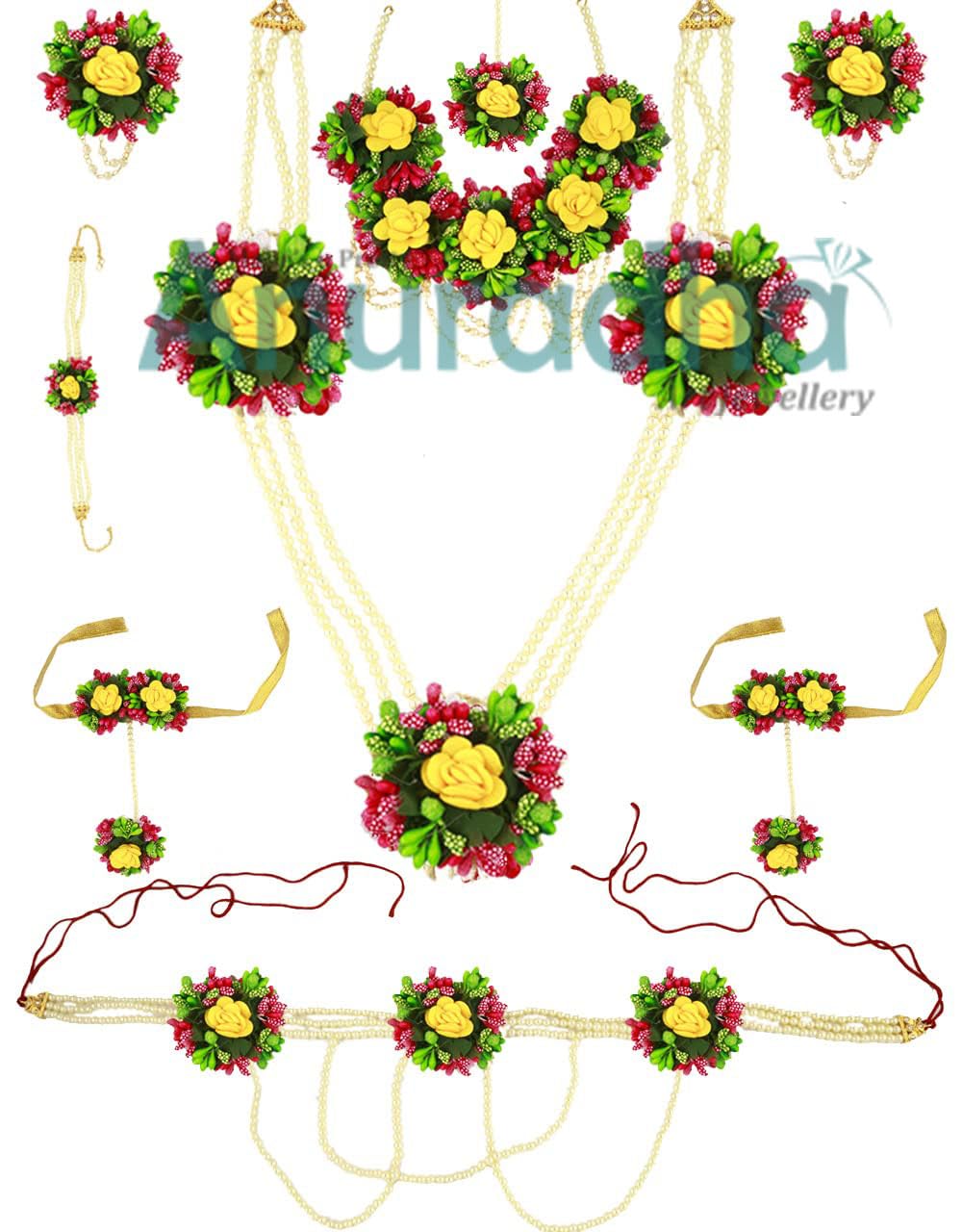 Anuradha Art Jewellery Flower Necklace Combo Set For Women & Girls | Bridal Haldi Neckalce Set | Mehndi | Haldi | Pre-Wedding Shoot | Maternity-Shoot Jewellery Set (Flower Set-013) (B09T3GD7KV) Amazon Price History, Amazon Price Tracker