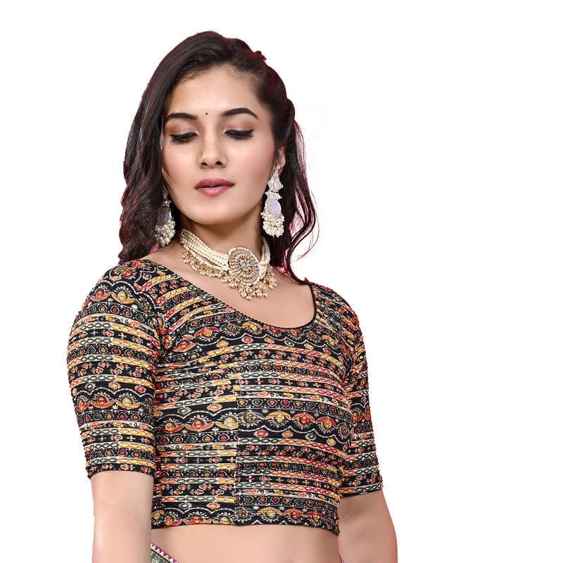 Image of Colorful Street Cotton Stretchable Round Neck Printed Blouse