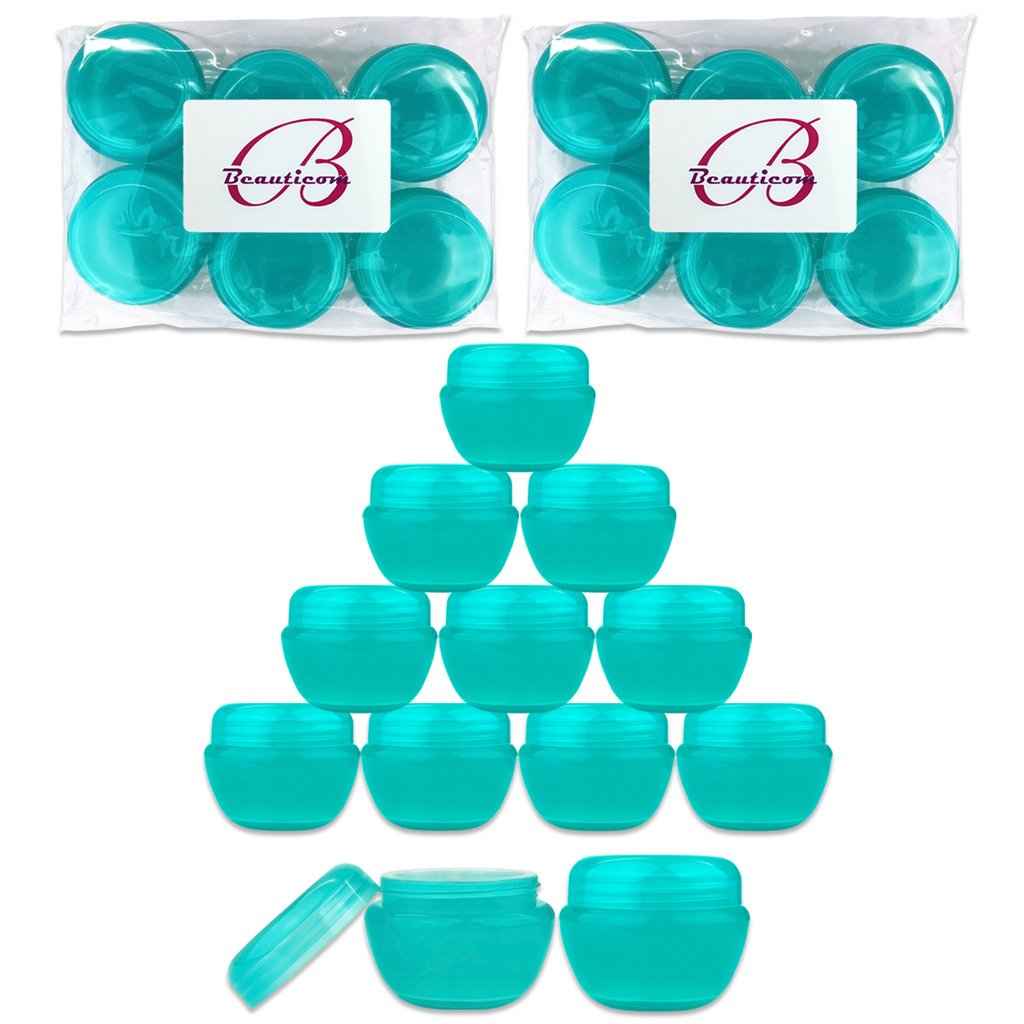 Beauticom® 30G/30ML Teal Frosted Container Jars with Inner Liner & Lid for Scrubs, Oils, Salves, Creams, Lotions, Makeup Cosmetics, Nail Accessories, Beauty Samples - BPA Free (72 Pieces)