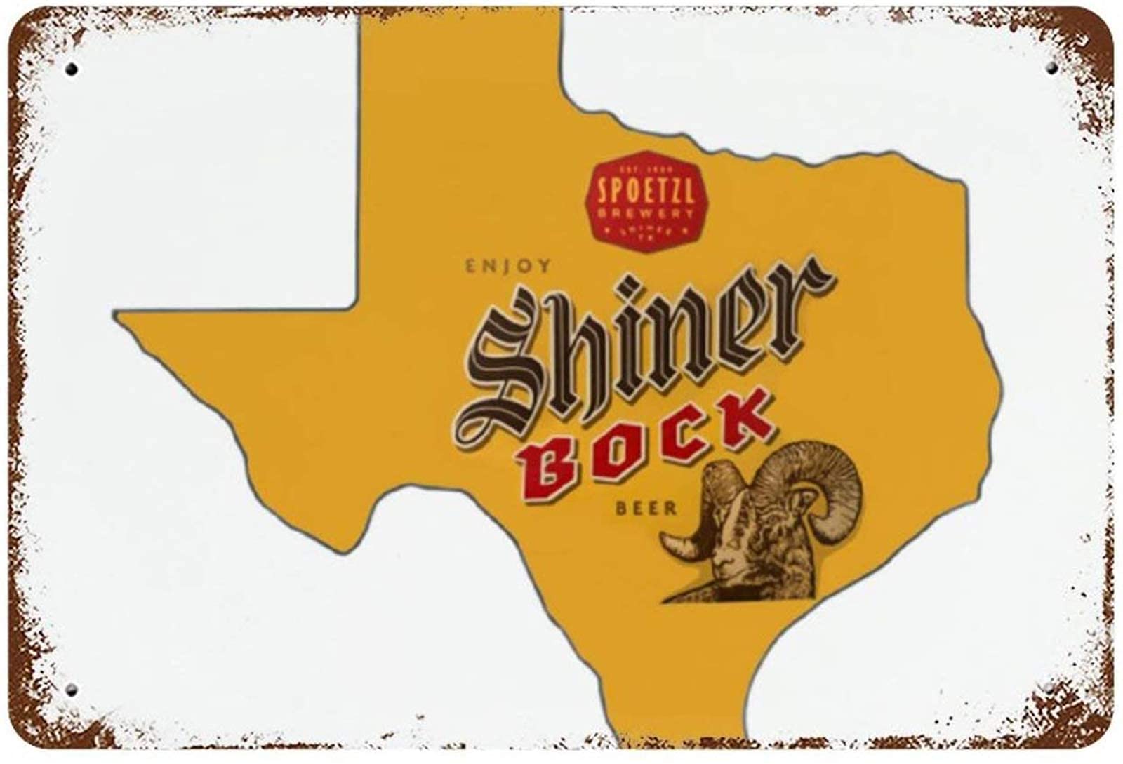 Shiner Bock Beers Texas Spoetzl Painting Vintage Tin Sign Country Home Decor for Home, Living Room, Kitchen & Bathroom 8x12