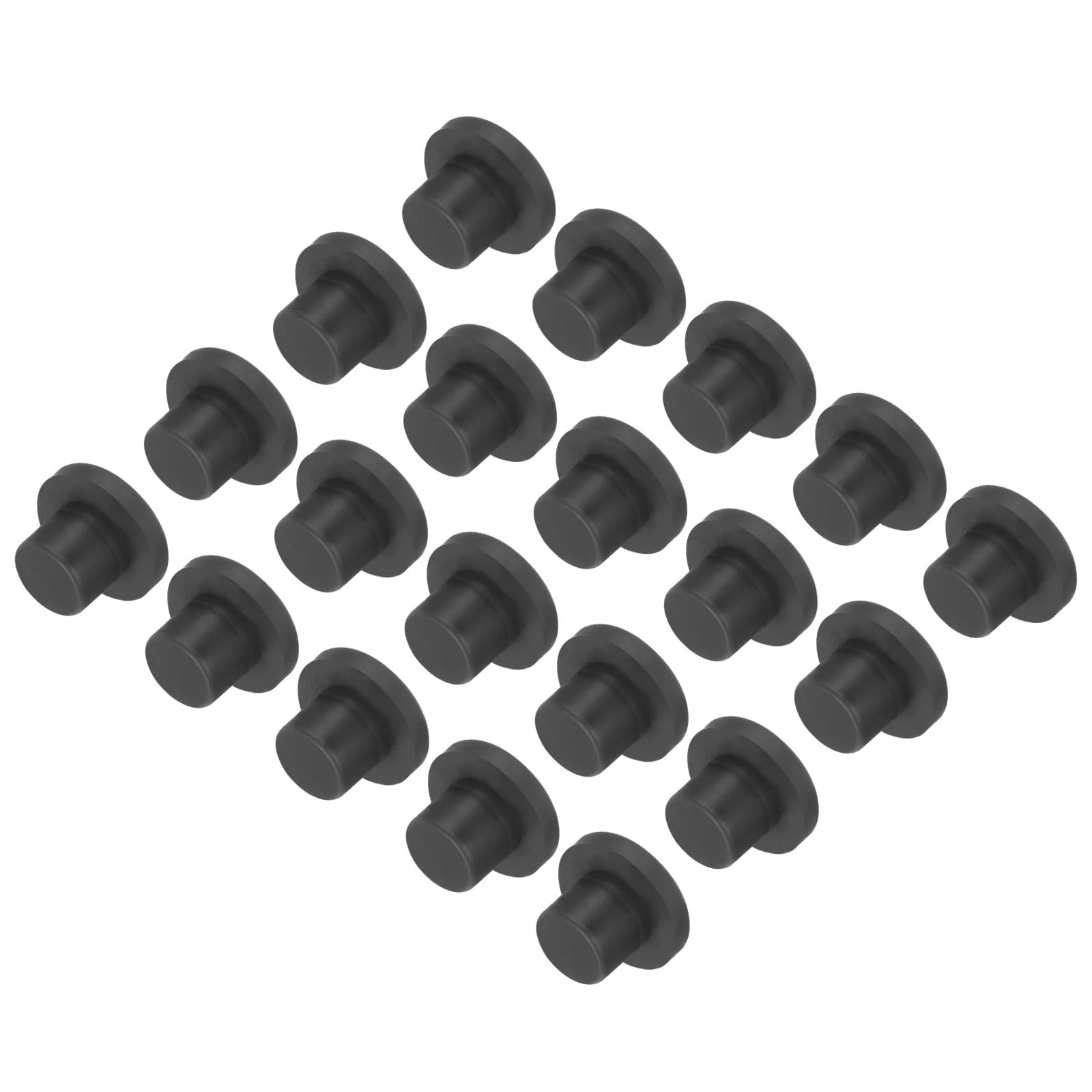 uxcell High Temp Silicone Plug Mount Dia 12mm/0.47 inch T Shaped Solid Rubber Stopper Hole Plugs for Powder Coating Plating Waterproof Plugs Sealing Plugs Black Pack of 20(OD 20mm)
