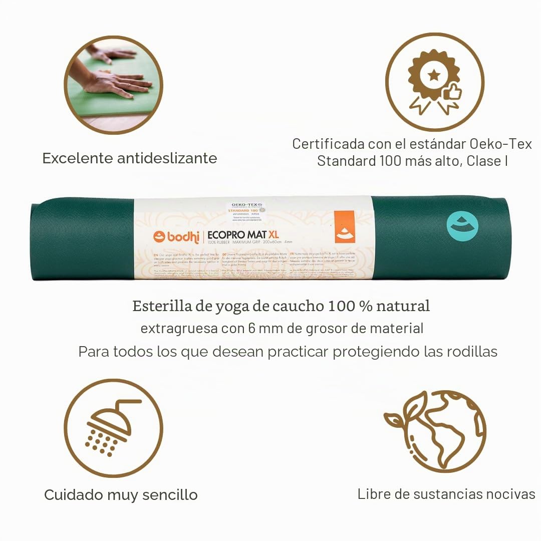 Bodhi Esterilla de yoga Eco Pro Diamond | Ultra Grip | 100% caucho natural | Ecológica | Esterilla profesional para pilates y gimnasia | Ideal para yoga dinámico y yoga caliente | 185 x 60 x 0,6 cm