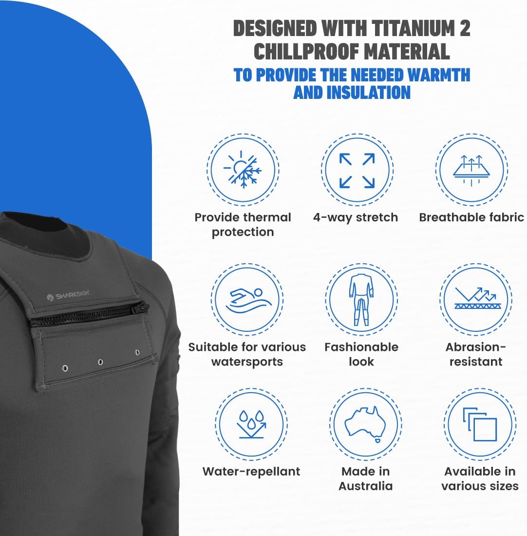 Sharkskin Titanium 2 Multi-Sport Suit for Men, Chillproof Chest Zip Suit - Thermal Protection, Lightweight and Breathable - Image 4