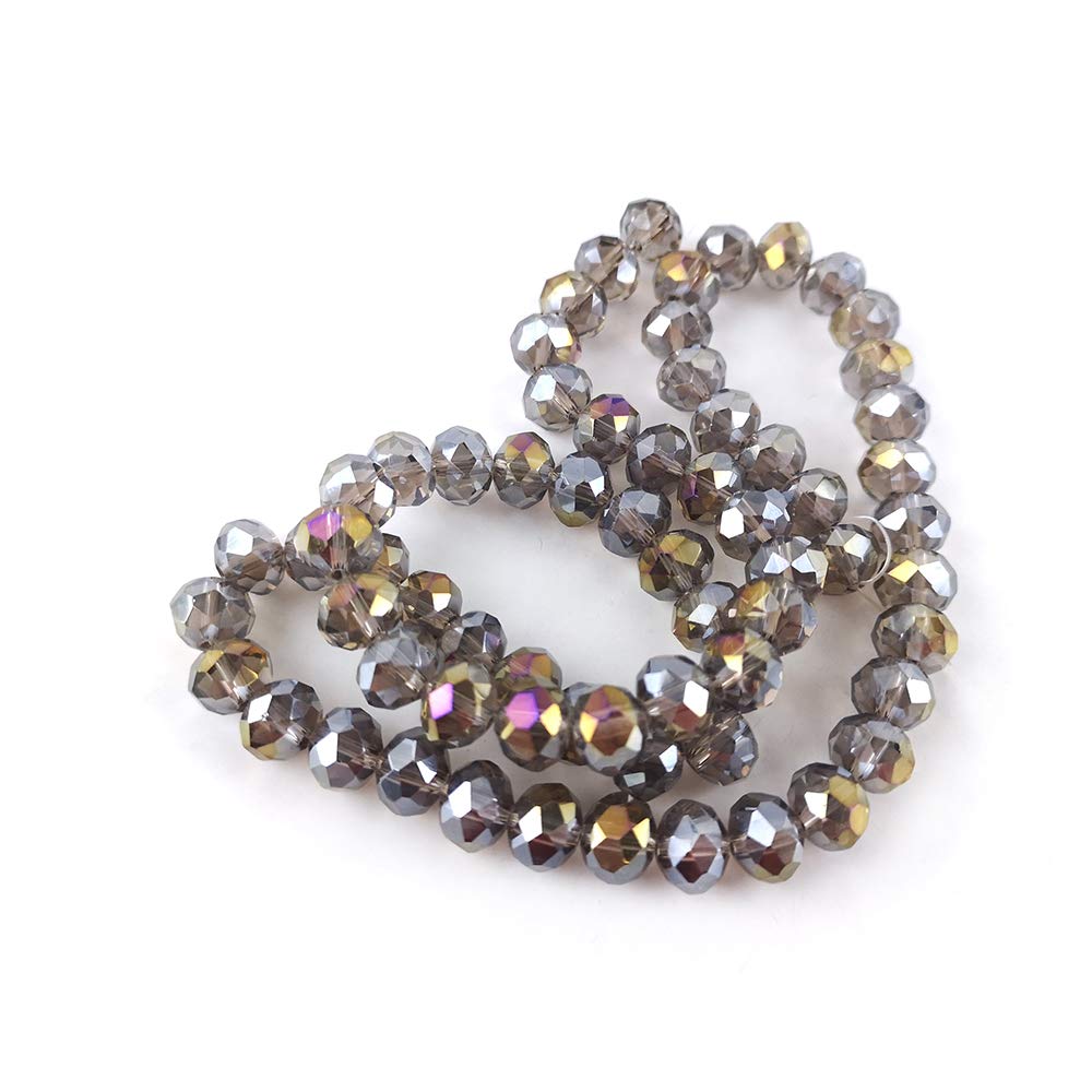 Grey AB Czech Crystal Faceted Rondelle Beads 6mm x 8mm Strand Of 65+ Pieces