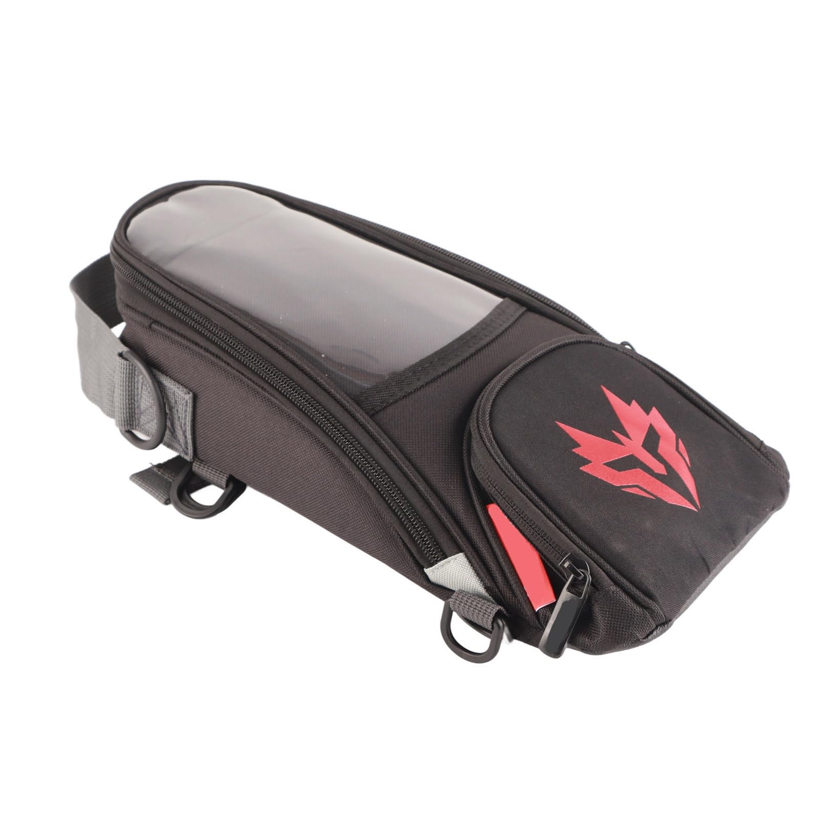SIXRUN Motorrad Magnet Tanktasche 4.5L Oxford Tankrucksack mit Durchsichtiger Handytasche und Regenabdeckung für wasserdichte Aufbewahrung und Navigation (Rot)