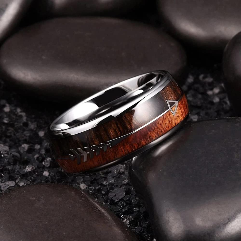 ZENSE - Anello da uomo in legno e acciaio con freccia ZR0173