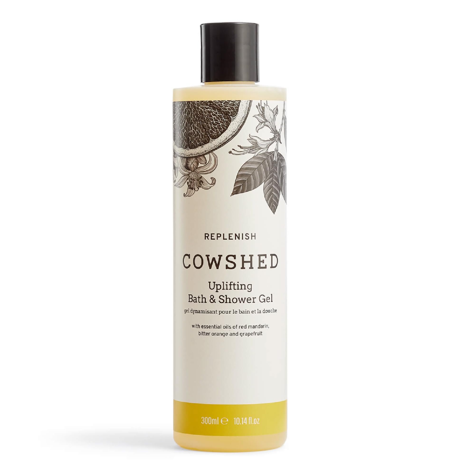 Bath & Shower Gel 300ml | Replenish Uplifting Body Wash for Women & Men | Natural Body Wash, No Parabens | Hydrating Vegan Shower Gel with Red Mandarin, Bitter Orange and Grapefruit