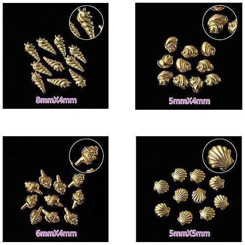 Miniatura 5 de 12 estilos de tachuelas de metal para arte de uñas, piezas metálicas doradas en 3D, remaches, tortugas de palmera, vida marina, dijes para verano,