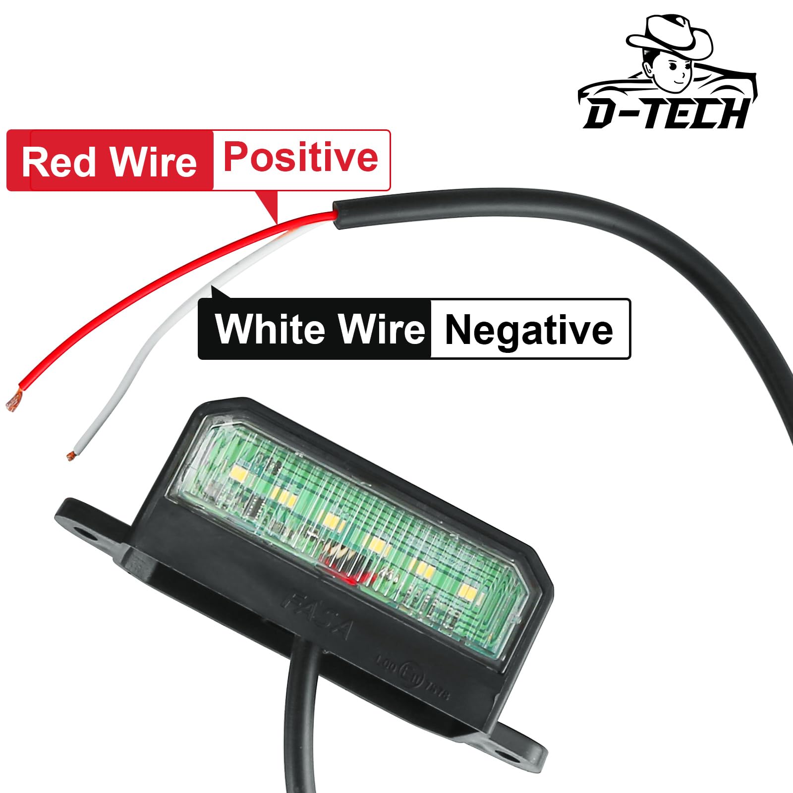 D-TECH 2 Piezas Luz de Matrícula LED remolque, pilotos de Matrícula Trasera LED Luz de Placa de Matrícula 12V 24V Impermeable para Remolque, Camión,Luces matrícula caravana homologada