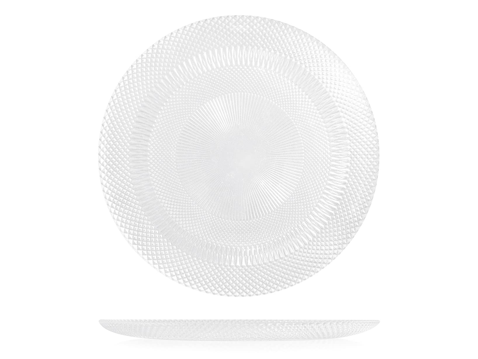 H&H Glow Set of 6 Plates, Glass, Transparent, 28 cm