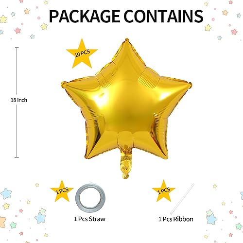 Miniatura 35 de KALOR Globos de Mylar de estrella rosa intenso de 18 pulgadas, 10 globos de helio en forma de estrella para bodas, baby shower, decoraciones de Rosa