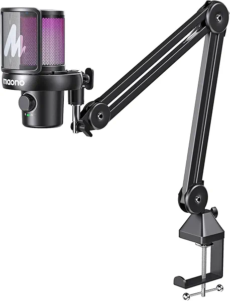 MAONO DM40 Wireless Gaming Microphone with Boom Arm BA37,Black