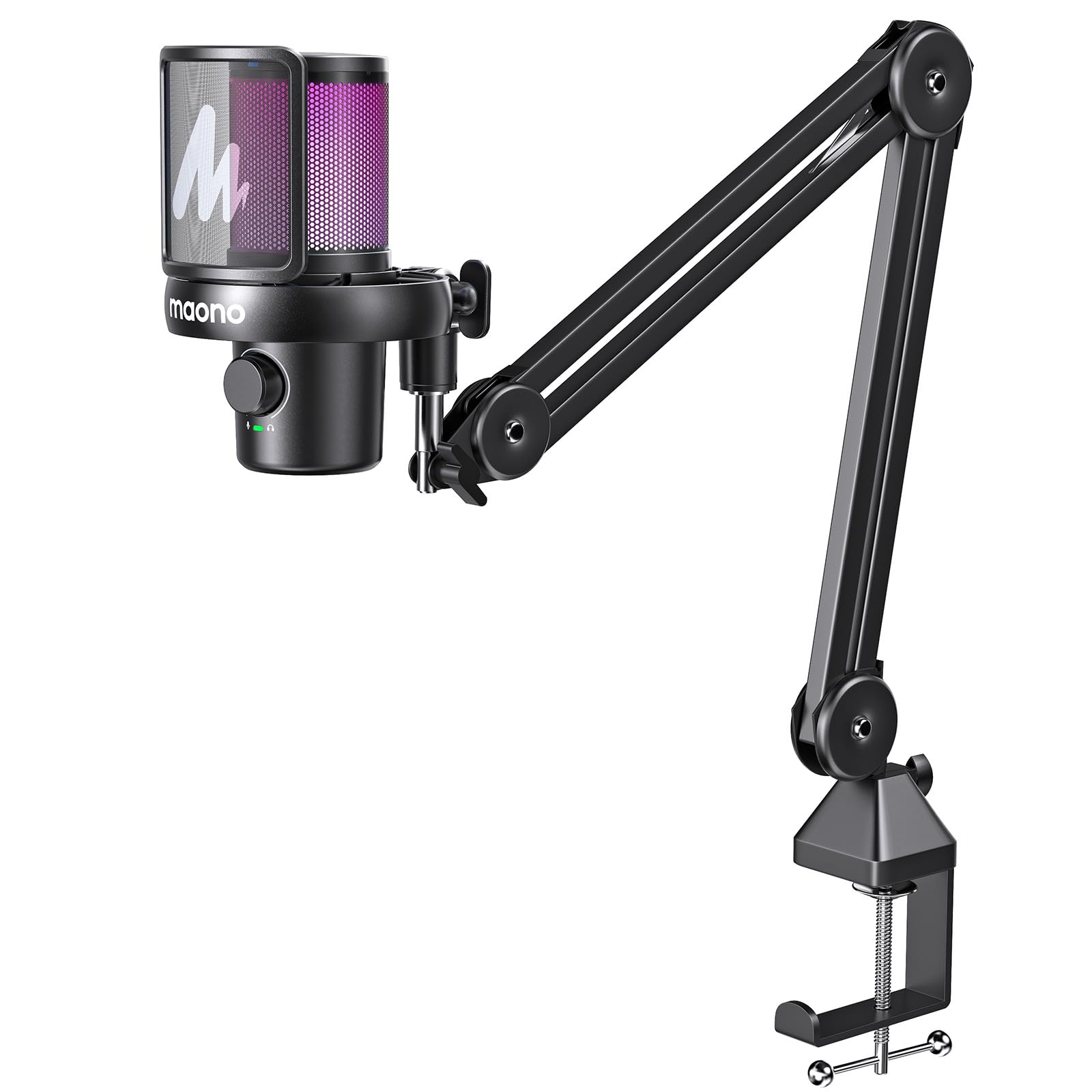 MAONO DM40 Wireless Gaming Microphone with Boom Arm BA37,Black