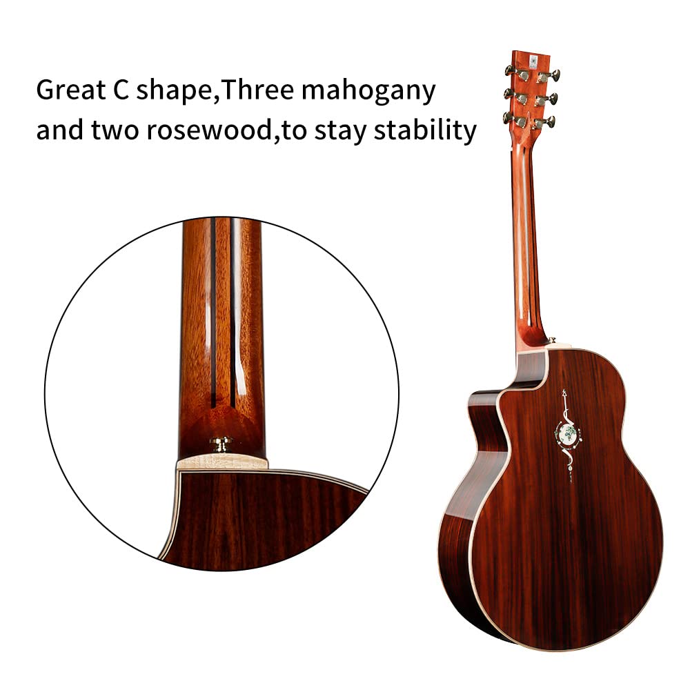 Amazon | TRUMON カッタウェイ アコースティックギター ソリッド