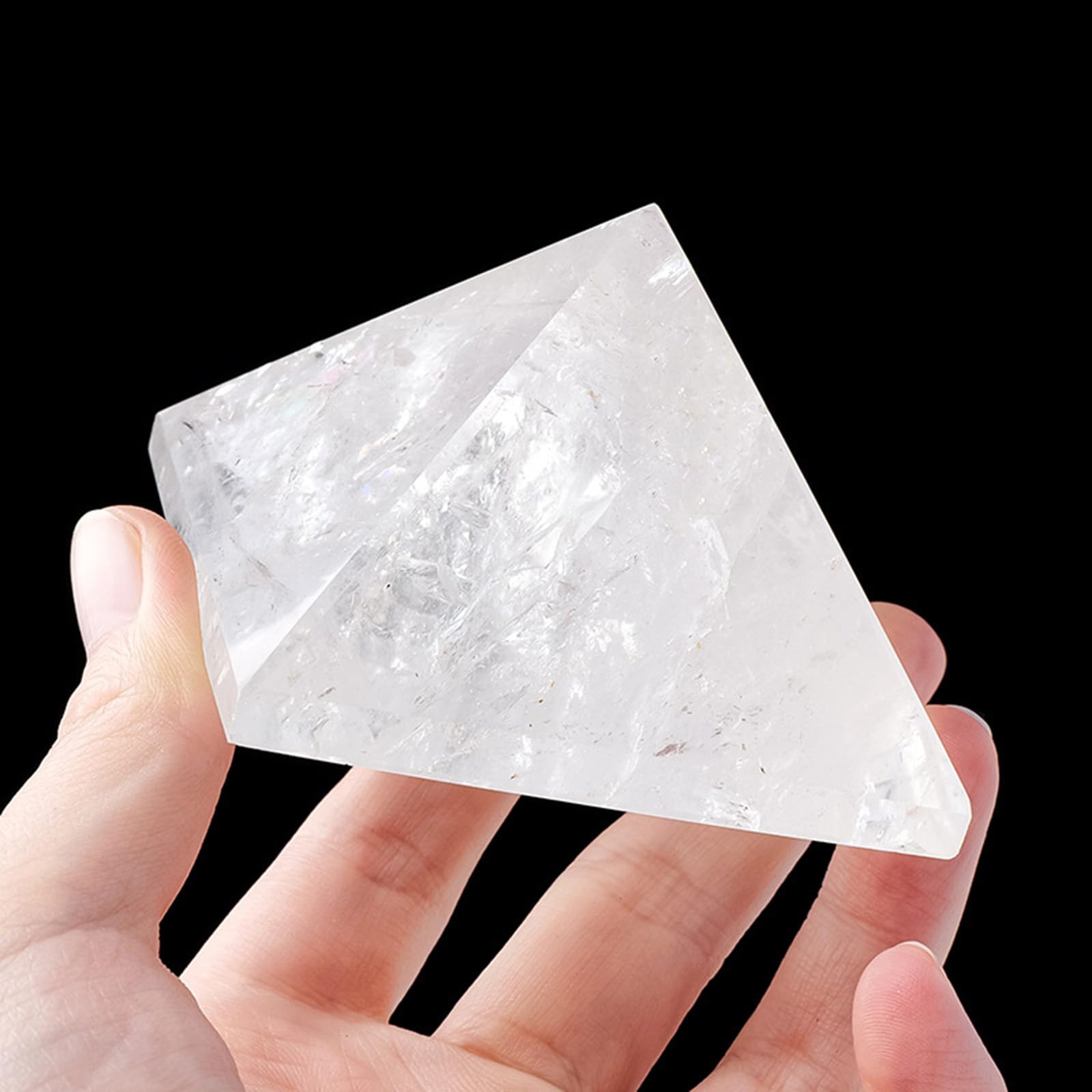 Heilkristalle, Bergkristall-Pyramidenprisma, natürlicher Energie-Chakra-Stein, Reiki-Pyramiden-Dekoration für Meditation, spirituelle Heilung, Feng Shui im ​​Büro,10cm
