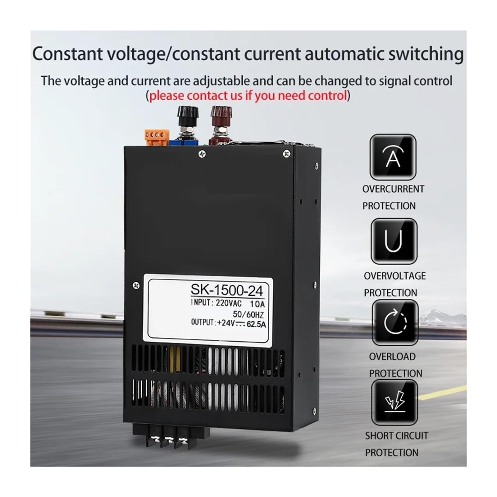 Alimentation de Commutation 1500W, 110V/220V AC-DC 0-12V 24V 36V 48V 60V 72V 80V 110V 150V 220V réglable(110VAC,0-110V_1500W)