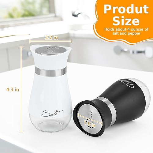 Miniatura 2 de Juego de salero y pimienta Accmor, contenedores de salero y pimienta de acero inoxidable de 4 oz con fondo de vidrio para cocina, barbacoa, bar,