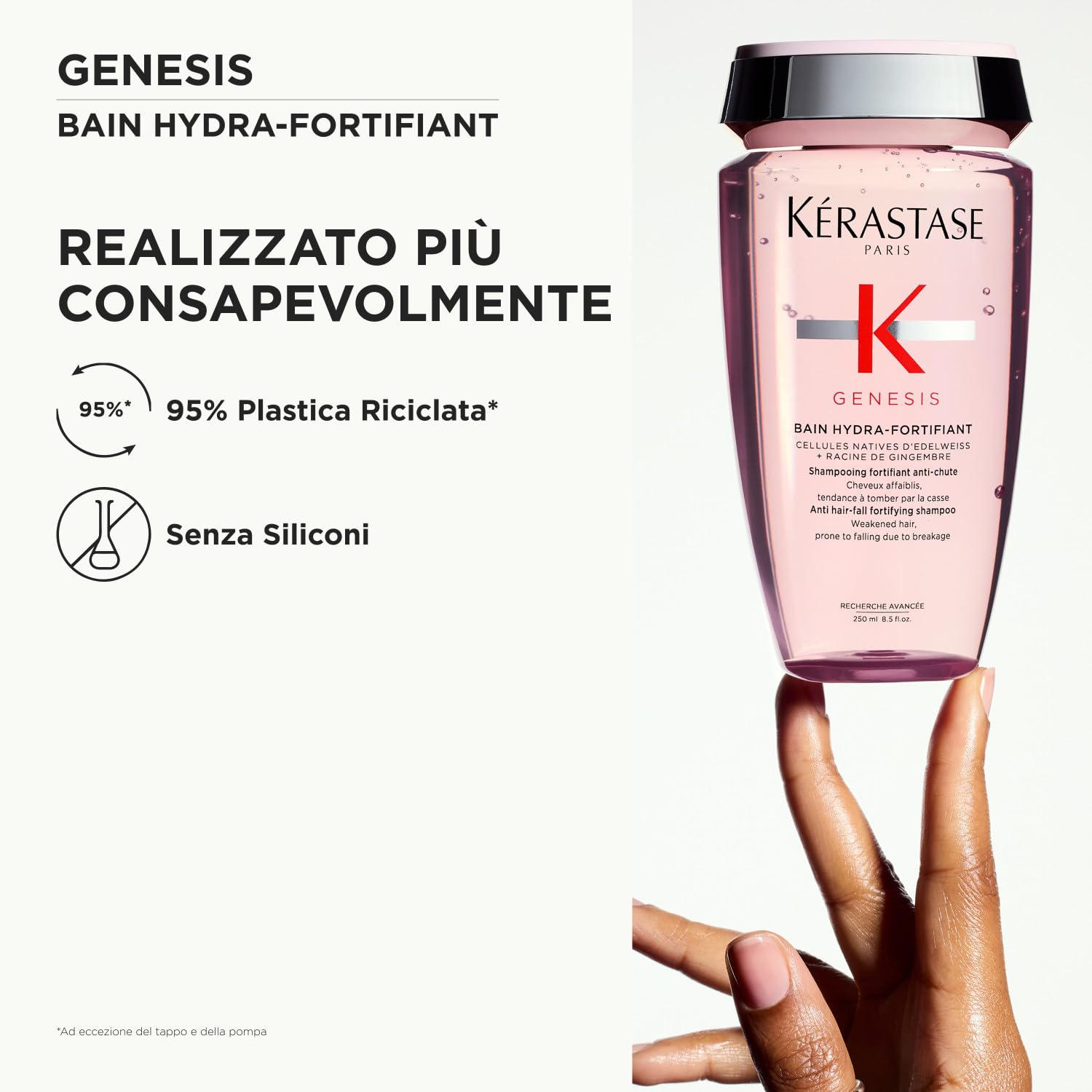 Kérastase, Genesis, Shampoo Professionale Fortificante per Capelli Indeboliti, Capelli Sani e Forti, Con Cellule Native di Stella Alpina e Radice di Zenzero, Bain Hydra-Fortifiant