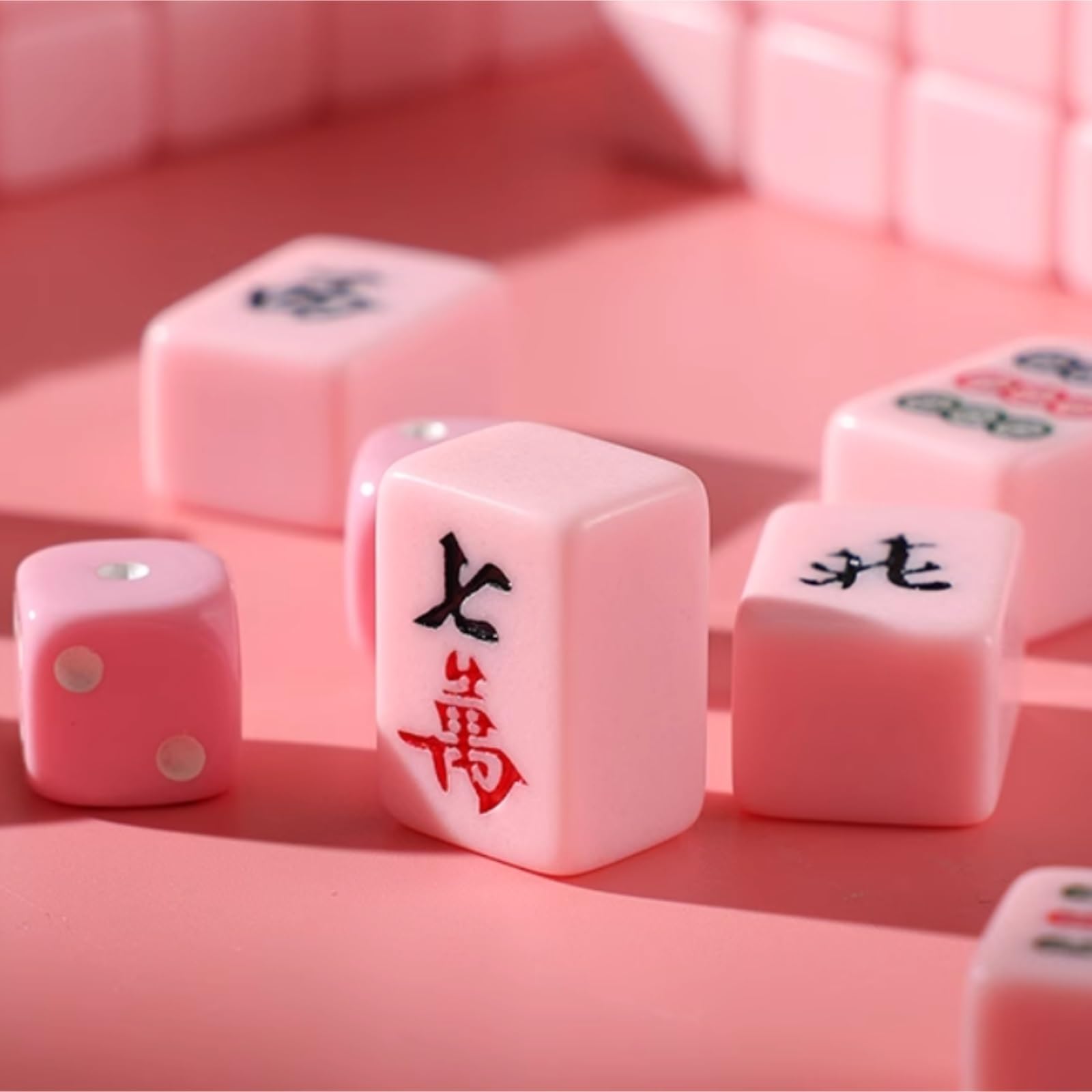 Mahjong Zestaw 144 Płytek Mahjong Gra Towarzyska Tradycyjna Gra Ze Składanym Stołem Zestaw Mahjong(Oranje)