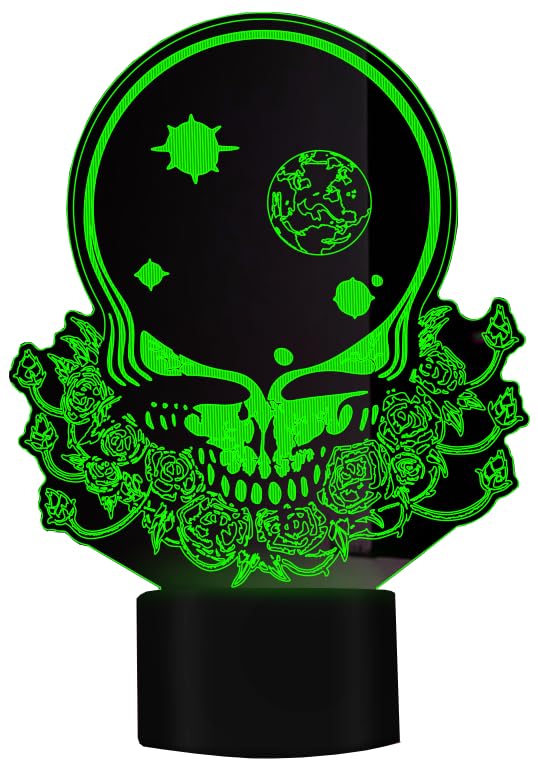 その他 GRATEFUL DEAD - SYF W/BOLT LAMP Alberts Gifts Grateful Dead™ Steal Your Face, Planets, & Roses 3D