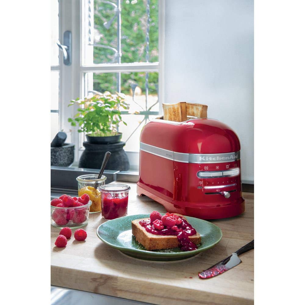 KitchenAid Grille pain pour 2 tranches - Artisan - 7 niveaus de brunnage et fonction décongélation - Vintage design - 2 Large fentes - Toaster avec porte-sandwich - Pomme d'amour