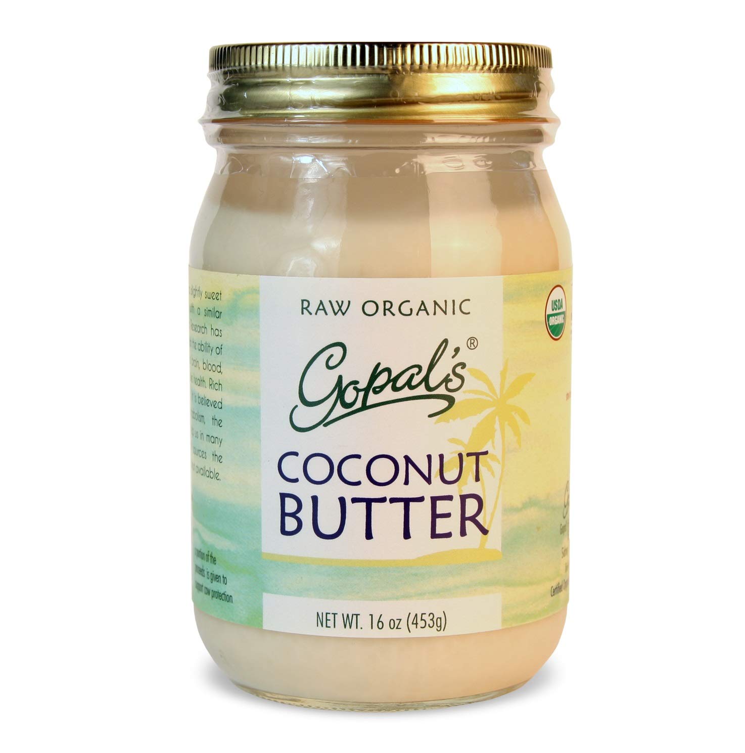 Gopal's Raw Organic Coconut Butter from 100% Organic and Non-GMO Coconuts, USDA Certified – Gopal’s Coconut Butter 16 oz (453g)