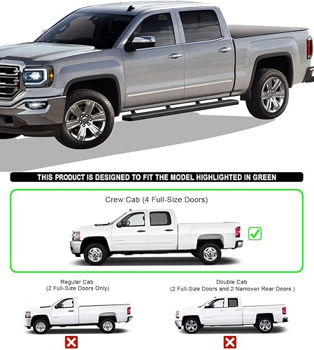 Miniatura 4 de iBoard Estribos para 2007-2017 Chevy SilveradoGMC Sierra con cabina extendida, Negro