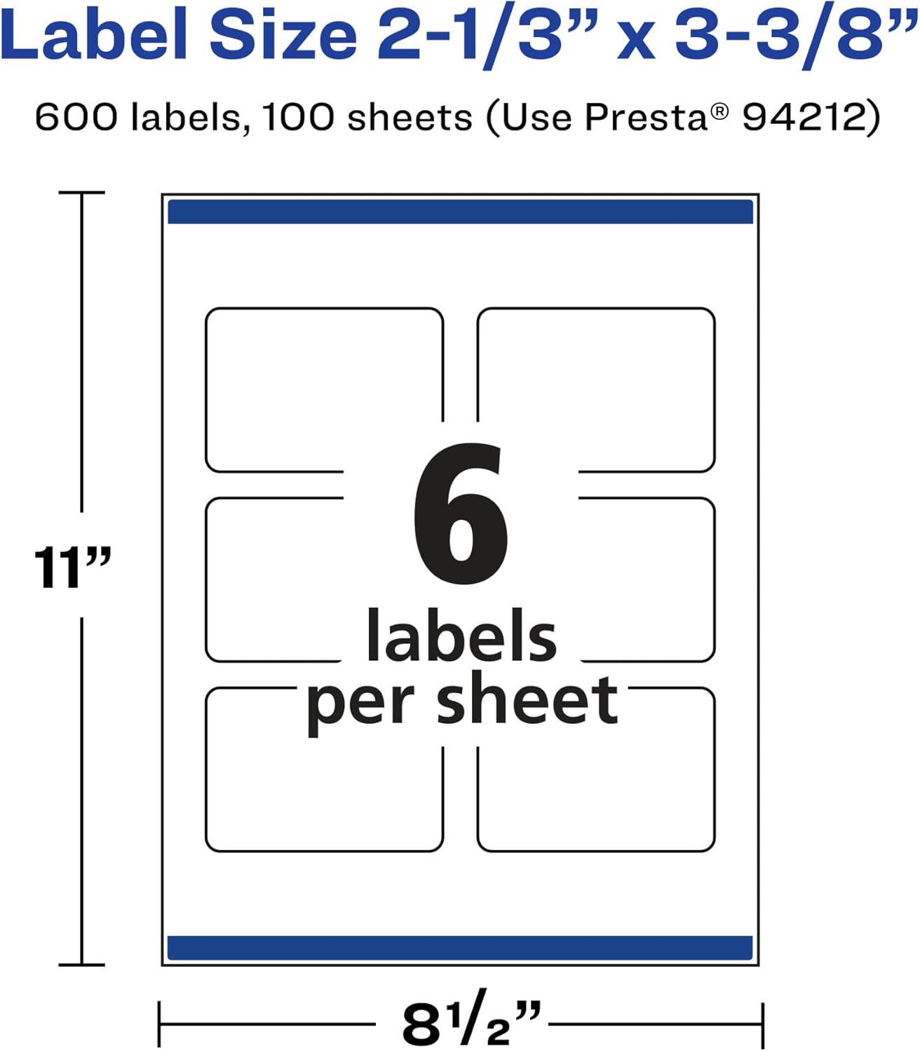 Avery Glossy Clear Rectangle Labels, Sure Feed Technology, 2-1/3" x 3-3/8", 600 Glossy Clear Labels, Print-to-The-Edge, Laser/Inkjet Printable