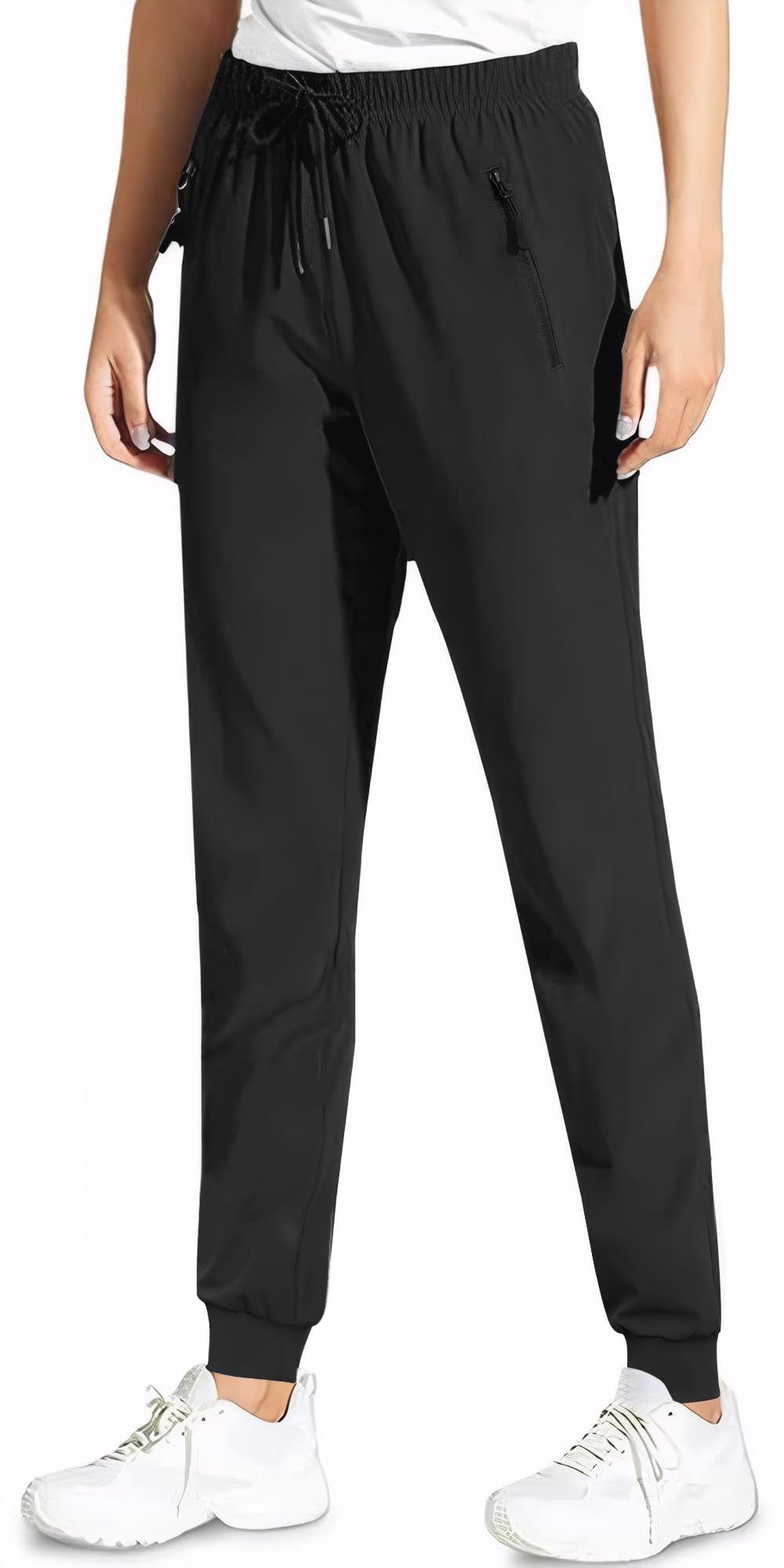 JEKAOYI Womens Athletic Hiking Pants Lightweight Quick Dry Water Resistant Elastic Waist Cargo Pants with Zipper Pockets