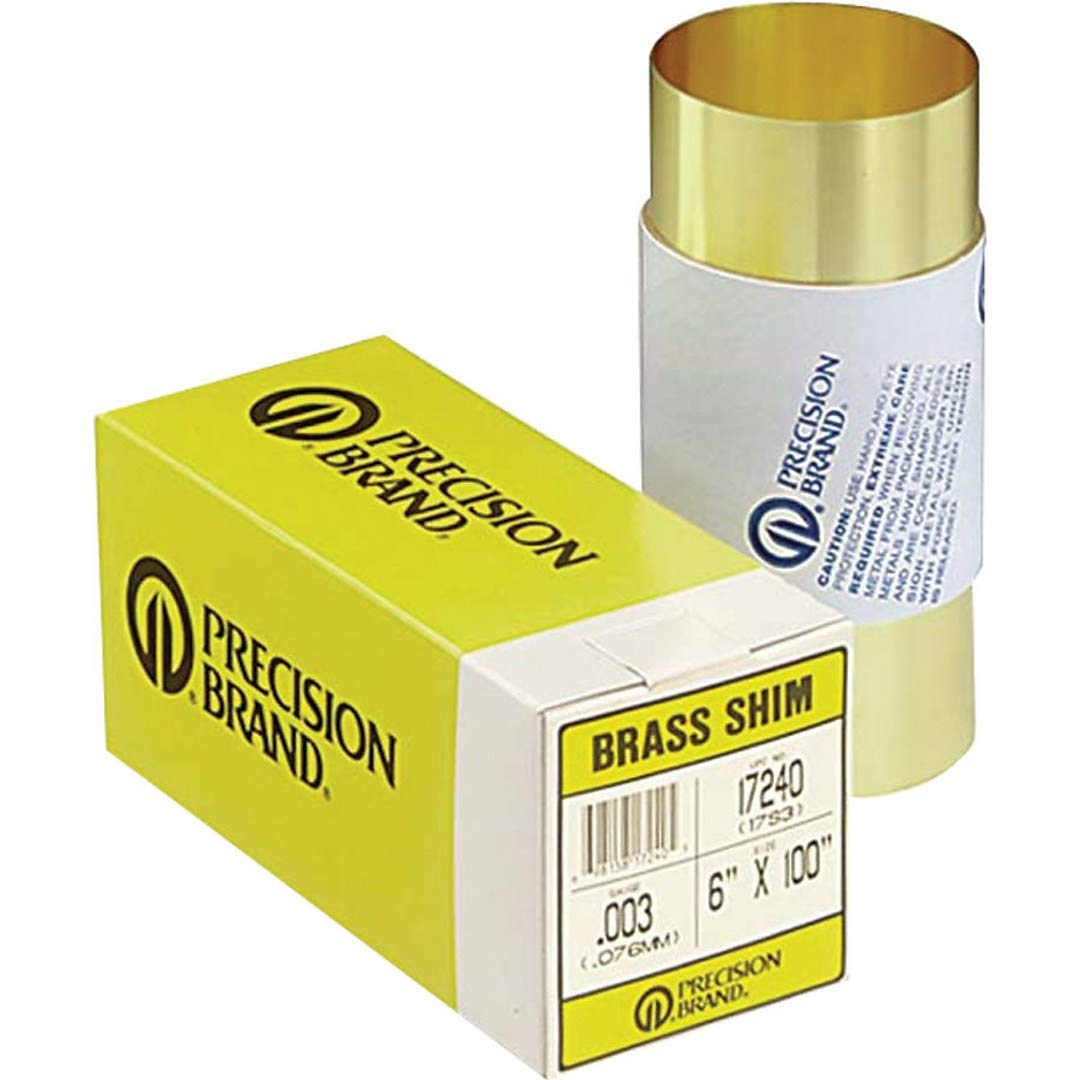 Precision Brand 0.012 Inch Brass Shim Stock 6 Inch x 100 Inch Roll