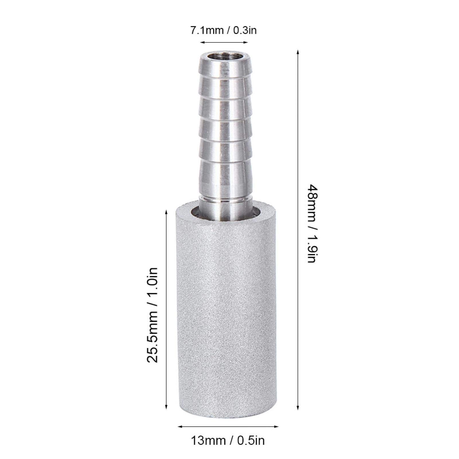 2 piezas de difusor de micras de acero inoxidable 0,5 304, aireador de acero inoxidable, piedra carbonizada, con púas de diámetro exterior de 1/4 de pulgada